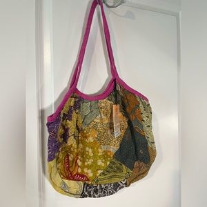 NWT Tangerine Temple Mixed Fabric Patched Boho Shoulder Mini Bag